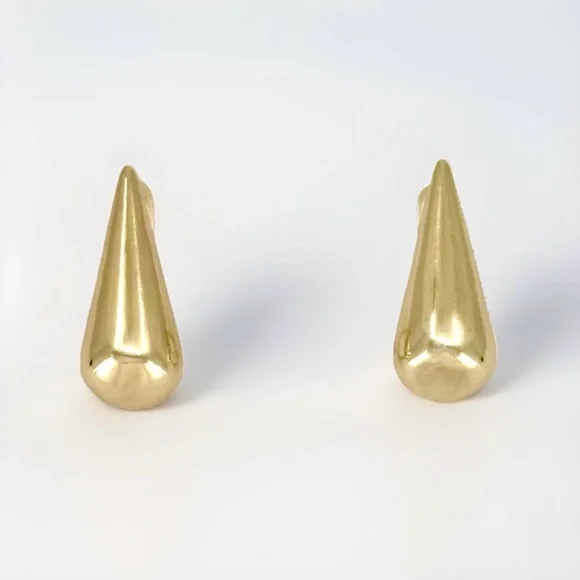 14K Gold Plated Teardrop Huggie Earrings | Minimalist Dainty Jewelry - Picture 2 of 12